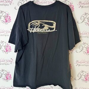 Hawaii Honolua tee top Black Graphic T-Shirt vintage black cream yellow white